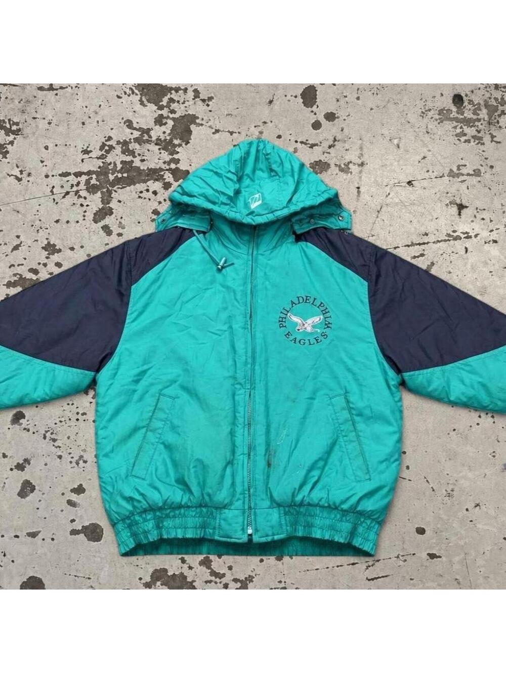 Mens Vintage 90s Logo 7 Men's Kelly Green Philadelphia Eagles Jacket SIze L